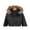 Dámský černý prošívaný zimní kabát s kapucí s pravou kožešinou City Mountain Passion L