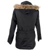 Dámský černý prošívaný zimní kabát s kapucí s pravou kožešinou City Mountain Passion L