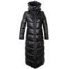 Dámský černý dlouhý prošívaný kabát S