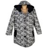 Dámský šedočerný zimní kabát s kapucí XXL