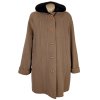 Vlněný (70%) dámský hnědý kabát s kapucí Yves Tanguy (vlna, kašmír) 50