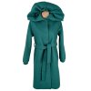Dámský smaragdový kabát s páskem 40