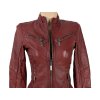 KOŽENÁ dámská červená bunda na zip KARA 36