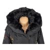 Dámský černý prošívaný kabát s pravou kožešinou Moda Marlene S