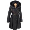 Dámský černý prošívaný kabát s pravou kožešinou Moda Marlene S