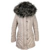 Dámský béžový prošívaný kabát s kapucí Texhal S