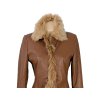 KOŽENÁ dámská hnědá zimní bunda s pravou kožešinou M