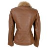 KOŽENÁ dámská hnědá zimní bunda s pravou kožešinou M