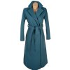 Dámský modrý dlouhý přechodný kabát na zavazování S