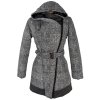 Dámský prošívaný kabát s páskem a kapucí S