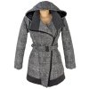 Dámský prošívaný kabát s páskem a kapucí S