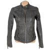 KOŽENÁ dámská šedá zateplená bunda na zip Vivien Caron 38/12