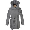 Dámský šedý přechodný kabát s páskem AMISU M