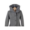 Vlněný (80%) dámský šedý zimní kabát s výrazným límcem Adrianno Damianii M