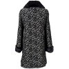 Dámský černý zateplený černo-stříbrný kabát se zvířecím vzorem XL