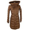 Péřový dámský hnědý prošívaný kabát s kapucí Marc O'Polo XS