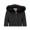 Vlněný (70%) dámský šedočerný zimní kabát s kapucí Ortel XL