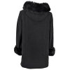 Vlněný (70%) dámský šedočerný zimní kabát s kapucí Ortel XL