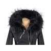 Dámský černý prošívaný kabát s pravou kožešinou KARA S