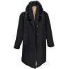 Vlněný (60%) dámský černý zimní kabát s pravou kožešinou SMode (vlna, kašmír) 52