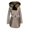 Dámský béžový kabát s pravou kožešinou KARA  M*