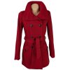 Dámský červený kabát s páskem s.Oliver 36