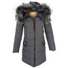 Dámský šedý prošívaný kabát s kapucí S
