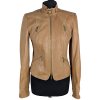KOŽENÁ dámská hnědá bunda na zip BIBA 10/36