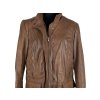 KOŽENÝ dámský hnědý koňakový kabát na zip HI BUXTER 46