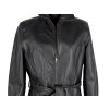 KOŽENÝ dámský černý kabát na zip s páskem K Cero L