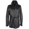 KOŽENÝ dámský černý kabát na zip s páskem K Cero L