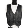 KOŽENÁ pánská černá vesta XL