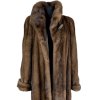 Pravý dámský hnědý dlouhý norkový kožich 44