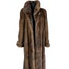 Pravý dámský hnědý dlouhý norkový kožich 44