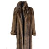 Pravý dámský hnědý dlouhý norkový kožich 44
