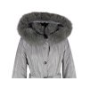 Dámský šedý prošívaný kabát s pravou kožešinou Leder Pellicce L