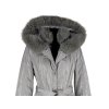 Dámský šedý prošívaný kabát s pravou kožešinou Leder Pellicce L