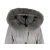 Dámský šedý prošívaný kabát s pravou kožešinou Leder Pellicce L