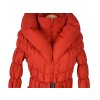 Dámský červený prošívaný kabát s páskem a límcem S