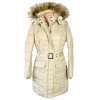 Dámský prošívaný béžový kabát s páskem a kapucí Tom Tailor M/L 5