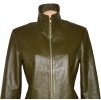 KOŽENÁ dámská khaki zelená měkká bunda na zip 44 2