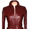 KOŽENÁ dámská vínová bunda s páskem Howard's S 2