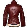 KOŽENÁ dámská vínová bunda s páskem Howard's S 3