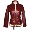 KOŽENÁ dámská vínová bunda s páskem Howard's S