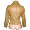KOŽENÁ dámská béžová měkká bunda na zip 4