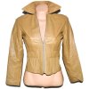 KOŽENÁ dámská béžová měkká bunda na zip