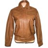 KOŽENÁ dámská hnědá bunda na zip Stefanel S