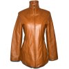 KOŽENÁ dámská delší hnědá měkká bunda na zip S