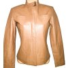 KOŽENÁ dámská béžová bunda na zip 10/36