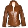 KOŽENÁ dámská hnědá měkká bunda na zip S/M